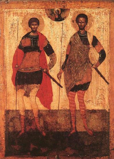 unknow artist Icon of St Theodore Stratilates and St Theodore Tyron oil painting picture